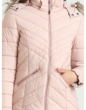 Women Puffer Hooded Jacket pink